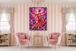 Woman Spiraling Blooms - Luxury Wall Art
