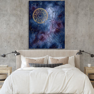 Woman Starry Zodiac โ woman starry zodiac sq bedroom cement wall 1port flush print