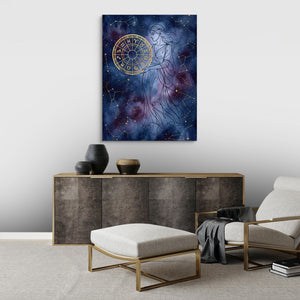 Woman Starry Zodiac โ woman starry zodiac sq best living room land close 1port flush print