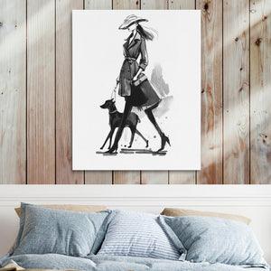 Woman with Dog - Luxury Wall Art