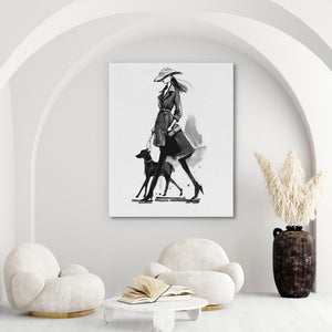 Woman with Dog - Luxury Wall Art