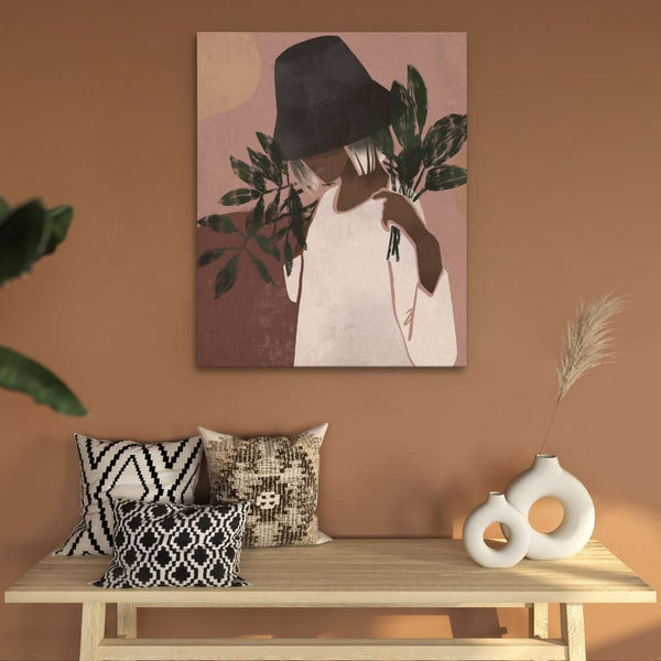 Woman with Plants in a room