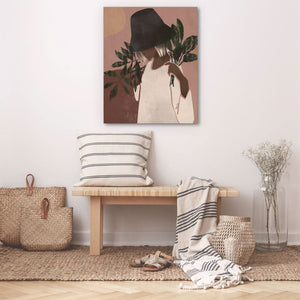 Woman with Plants - Floral Wall Art in Black Frame