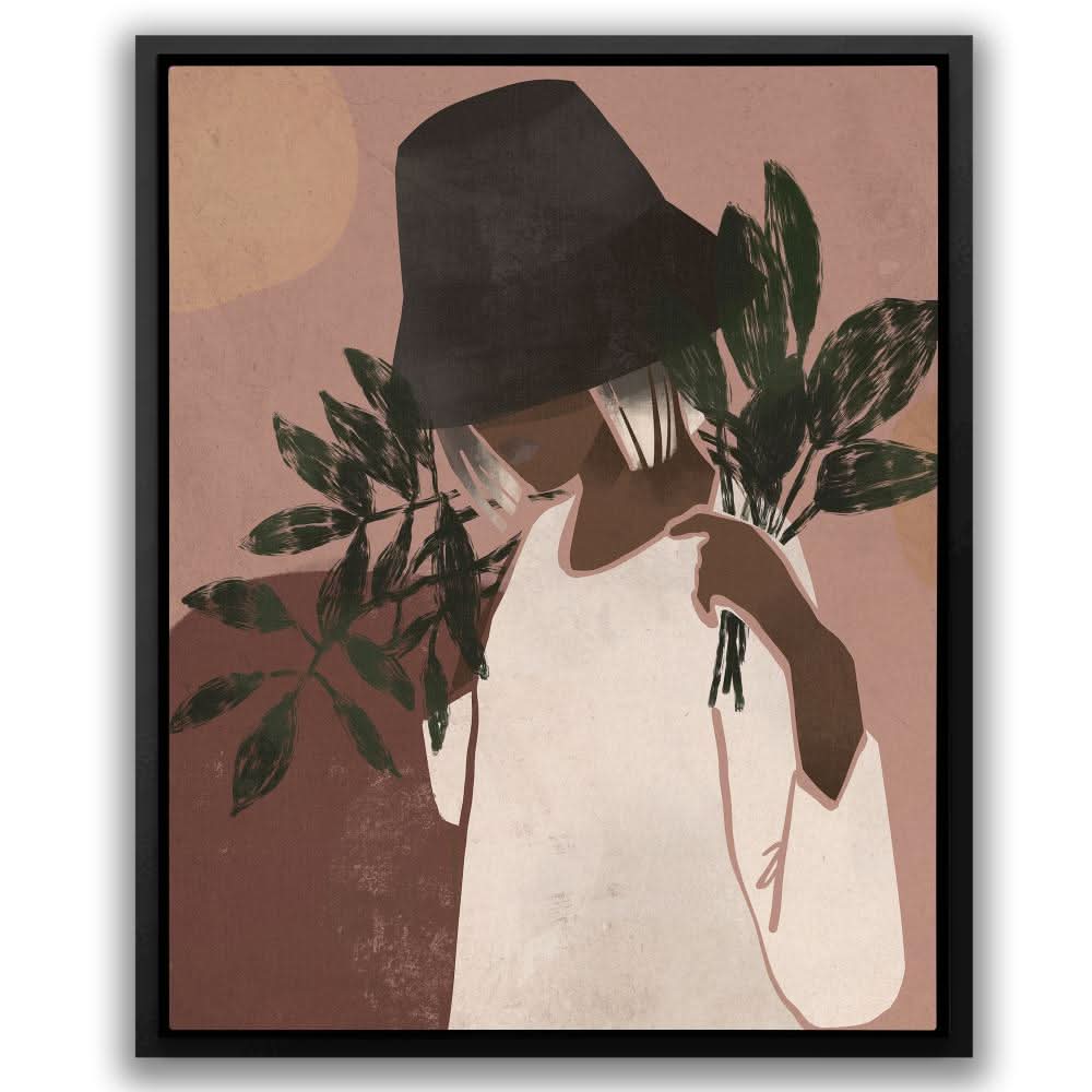 Woman with Plants - Large Bohemian Canvas Print