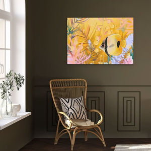 Yellow Floral Fish - Yellow Wall Art for Bedroom