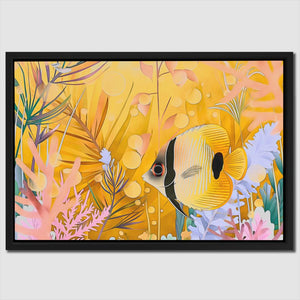 Yellow Floral Fish - Luxury Wall Art