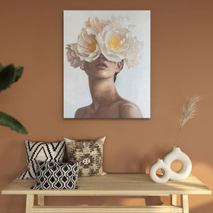 Yellow Flower Woman - Floral Canvas Print