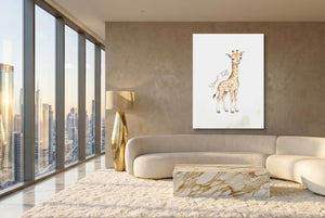 Young Giraffe Smile โ young giraffe smile modern living room interior 3 1port flush print