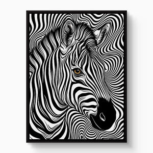 Zebra Op Art โ zebra op art white studio framed black