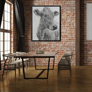Zebra Striped Cow - Animals Art for Living Room