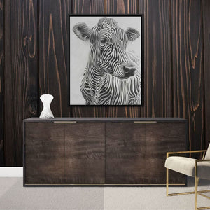 Zebra Striped Cow - Wall Art for Living Room
