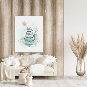 Zen Stones Line โ zen stones line sq beige art room 1port flush print