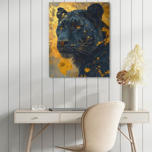 Glimmering Leopard - Black and Gold Wall Art