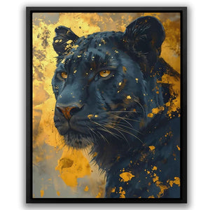 Glimmering Leopard - Big Cat Wall Art in Black Frame