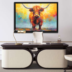 Highland Cow's Gaze - Luxury Wall Art - Canvas Print