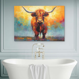 Highland Cow's Gaze - Luxury Wall Art - Canvas Print