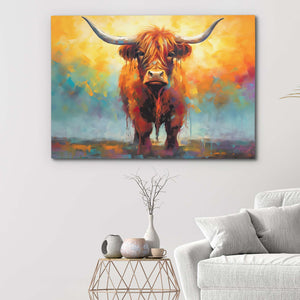 Highland Cow's Gaze - Luxury Wall Art - Canvas Print