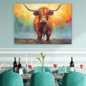 Highland Cow's Gaze - Luxury Wall Art - Canvas Print