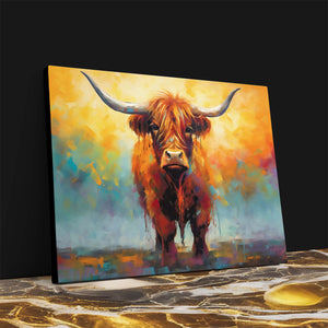 Highland Cow's Gaze - Luxury Wall Art - Canvas Print