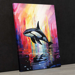 Jumping Orca - Illustrations Wall Art in Black Frame