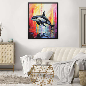 Jumping Orca - Red Wall Art