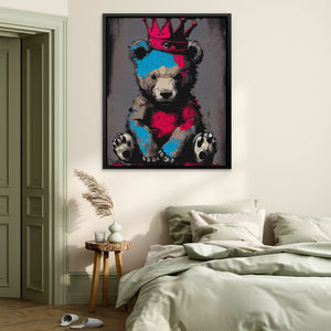 King Teddy - Pop Art Blue Canvas Wall Art