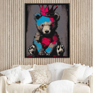 King Teddy - Blue Gray Canvas Print