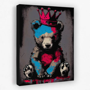 King Teddy - Bear Canvas Wall Art