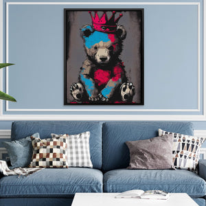 King Teddy - Pop Art Wall Art in Black Frame