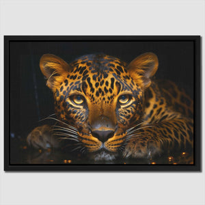Leopard's Lair - Black and Gold Cat Canvas Print
