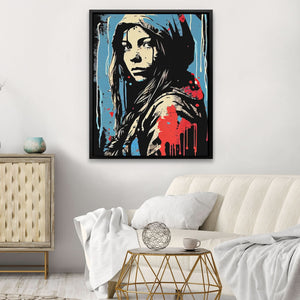 Lost Girl - Pop Art Wall Art in Black Frame