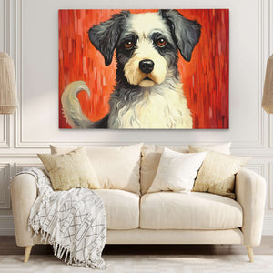 Loyal Woof - Red Canvas Wall Art