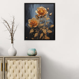 Lush Roses - Wall Art in Black Frame