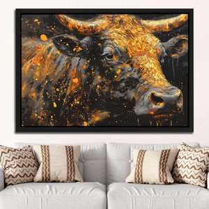 Matador's Rival - Black and Gold Bull Canvas Print