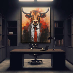Mighty Market - Bull Wall Art in Black Frame