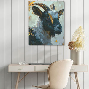 Mighty Mountain Goat - Goat Wall Art in Black Frame