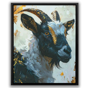 Mighty Mountain Goat - Gold Canvas Wall Art