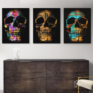 Money Skulls 3 Piece Set - Luxury Wall Art