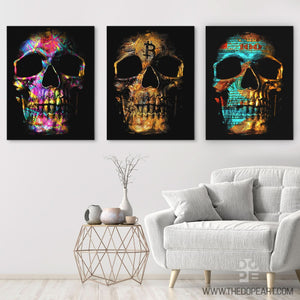 Money Skulls 3 Piece Set - Luxury Wall Art