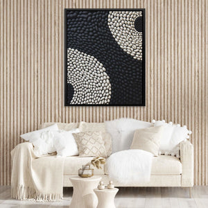 Monochrome Waves - Vertical Wall Art in Black Frame