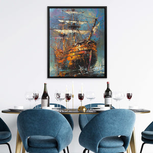 Nautical Dreams - Gray Wall Art in Black Frame