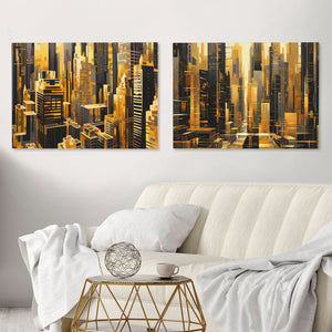 New York City Landscapes (2) Set - Black Finance Canvas Print
