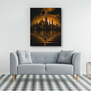 New York Gold Plated - Travel Wall Art in Black Frame
