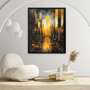 New York Street - Black and Gold Wall Art