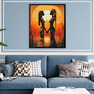 Nile Romance - Lesbian Wall Art in Black Frame