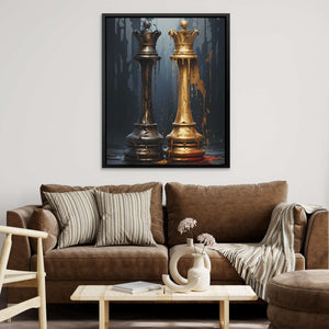 Noble Chess-mates - King Wall Art in Black Frame