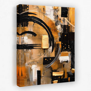 Obsidian Fusion - Black Gold and White Canvas Wall Art