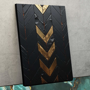 Obsidian Gold - Black and Gold Vertical Canvas Print