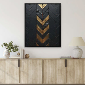 Obsidian Gold - Vertical Wall Art in Black Frame