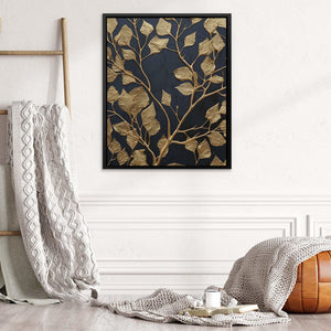 Obsidian Leaves - Luxury Wall Art